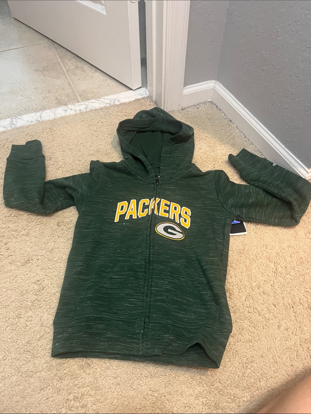 NFL Team Apparel Green Bay Packers Kids Full-Zip Hoodie with Team Logo